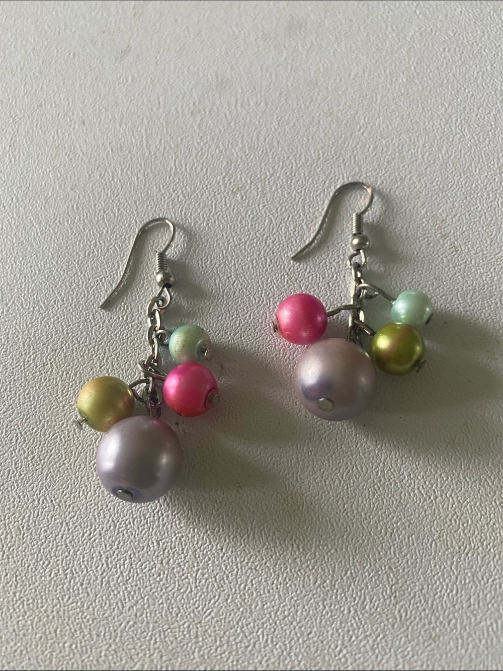 Pastel Multi-Color Pearl Cluster Drop Earrings